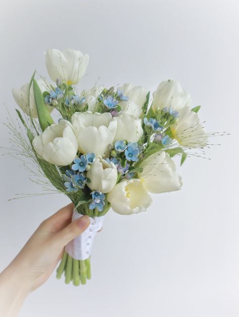 Browsing a beautiful Hydrangea Bouquet? Click on Whitedewflower.com. Our expert florists will create a stunning bouquet for you that will brighten any day. Check out our site for more details. Tulip Bridal Bouquet, White Tulip Bouquet, Hydrangea Bridal Bouquet, Hydrangea Bouquet Wedding, Bridal Bouquet Blue, Tulip Wedding, Hydrangea Bouquet, Bridal Bouquet Flowers, Unconventional Wedding