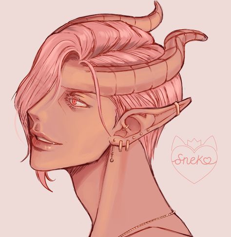 ArtStation - Katriel | Original D&D Character: Tiefling, Sneko Pink Tiefling Male, Tiefling Cowboy, D&d Tiefling, Pink Tiefling, Tiefling Male, Tiefling Female, Dnd Tiefling, Coloring Practice, Buck Antlers