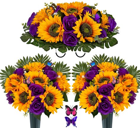 Memorial Flowers Arrangements, Cemetary Ideas, Fall Vase, Memorial Flowers, Cemetery Flowers, Flowers Arrangements, Seasons Change, Vase Arrangements, Wind And Rain