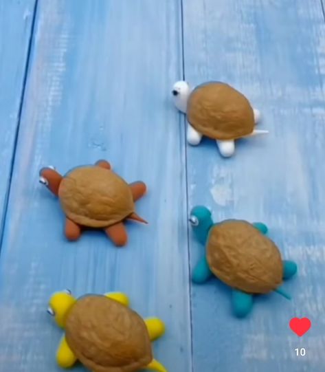 How to make a tortoise from a walnut shell? Crafts from waste .DIY Craft  
#craft
#crafts
#craftideas
#crafttortoise 
#tortoise 
#turtle 
#howtomakecrafttoys
#craftturtle
#diy
#diycraft Walnut Shell Crafts, Toys From Trash, Shells Diy, Turtle Decor, Halo Halo, Diy Abstract Canvas Art, Tortoise Turtle, Craft Craft, Shell Crafts Diy