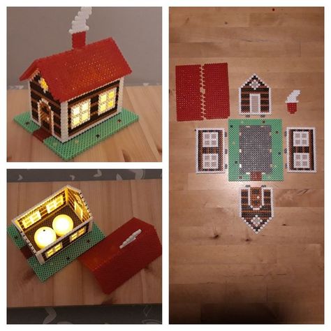 Perler Bead House Pattern, Christmas Perler Beads, Pixel Beads, Easy Perler Beads Ideas, 3d Perler Bead, Art Perle, Perler Art, Hama Beads Design, Diy Perler Bead Crafts