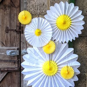 Our Top New Picks | notonthehighstreet.com Daisy Decorations, Paper Fan Decorations, Daisy Party, Honeycomb Decorations, Diy Flores, Paper Daisy, Fan Decoration, Honeycomb Paper, Large Window