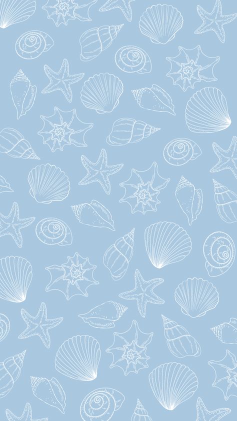 #wallpaper Wallpaper Seashells, Sea Shell Wallpaper, Shell Wallpaper, Summer Prints Wallpaper, Beachy Wallpapers, Beachy Wallpaper, Iphone Blue, Art For Walls, Walpapers Cute