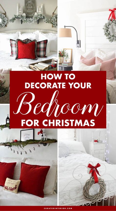 How to Decorate Your Bedroom for Christmas – 25 ideas! #ChristmasDecor #BedroomDecor #ChristmasHome Bedroom For Christmas, Christmas Bedroom Decor Ideas, Festive Bedding, Christmas Bedroom Decor, Holiday Bedroom, Christmas Tablescape, Christmas Bedding, Christmas Decorations Living Room, Christmas Decorations Bedroom