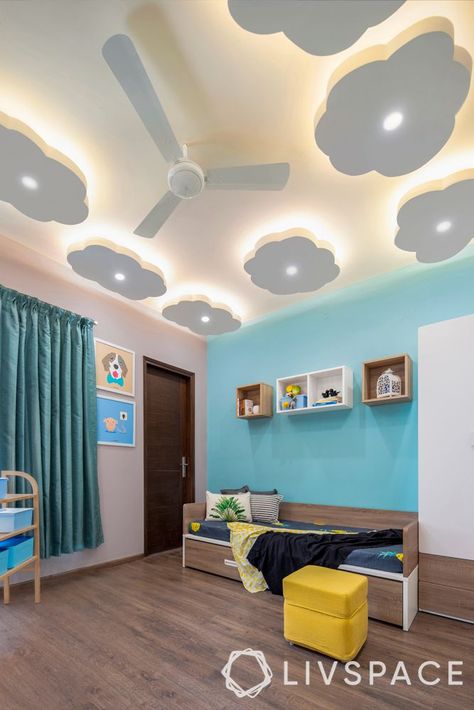 10+ Stunning False Ceiling Design for Bedroom for 2021 Cloud Ceiling Bedroom, Ceiling Bedroom Ideas, Ceiling Hanging Decor, Bedroom Ideas For Kids, Latest False Ceiling Designs, Living Room Contemporary, Bedroom Pop Design, Cloud Ceiling, Luxury Ceiling Design