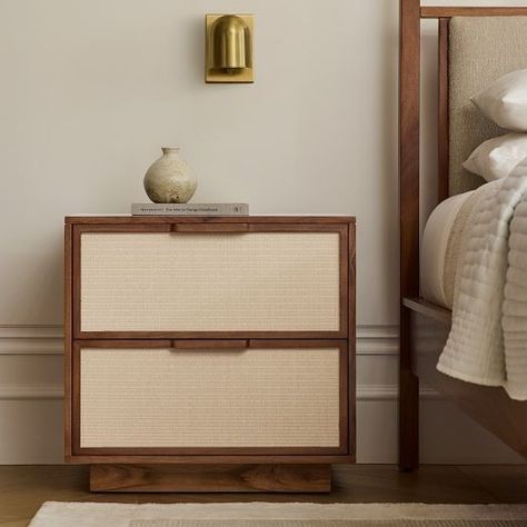 Modern Nightstands & Bedside Tables | West Elm West Elm Nightstand, Garden Accessories Decor, Bookcase Bedroom, Tall Nightstands, Modern Nightstands, Dovetail Joinery, Furniture Shopping, Bathroom Solutions, Persian Style Rug