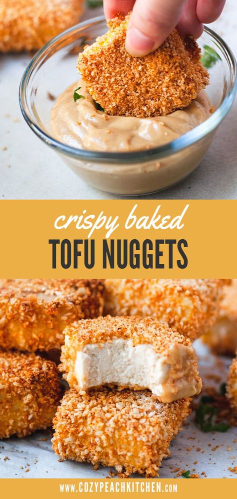 Crispy Baked Tofu, Breaded Tofu, Tofu Nuggets, Vegan Finger Foods, Cookies Cupcake, Vegan Party Food, Vegan Party, Nuggets Recipe, Firm Tofu