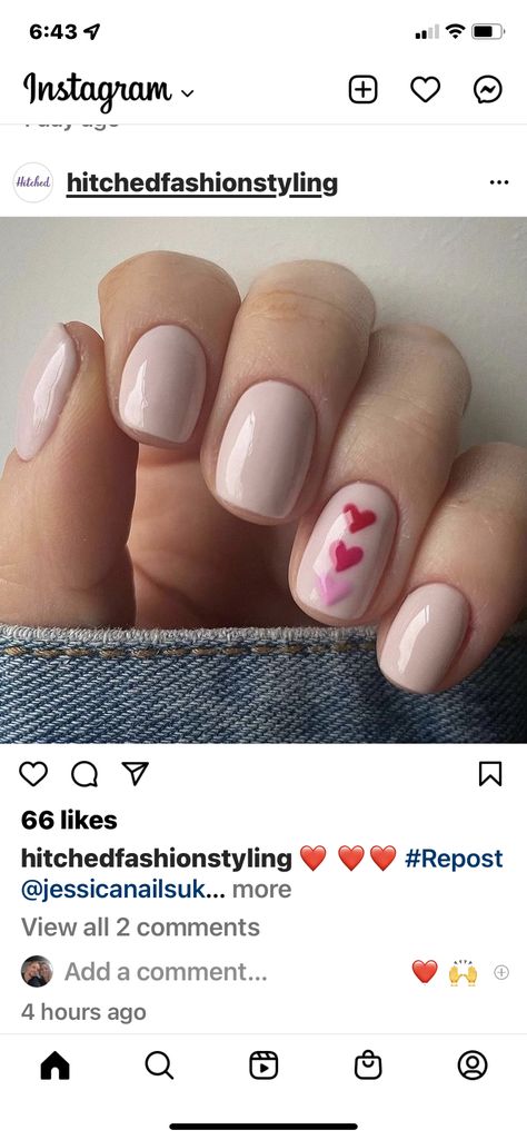 Nails Febuary 2024, Shellac Nails February, Valentine Heart Nail Design, Anniversary Gel Nails, Valentines Day Nails Ballerina Short, Fun February Nails, Valentines Day French Manicure, Neutral Valentine’s Day Nails, Funny Bunny Valentine Nails