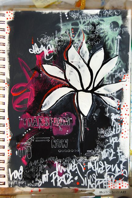 Graffiti Grunge Art Journal Page by Martice Smith II with StencilGirl Products Abstract Grunge Art, Cyberpunk Sketchbook, Grunge Art Journal, Graffiti Textiles, Abstract Graffiti Art, Grunge Artwork, Mini Sketchbook, Kunstjournal Inspiration, Visual Journals