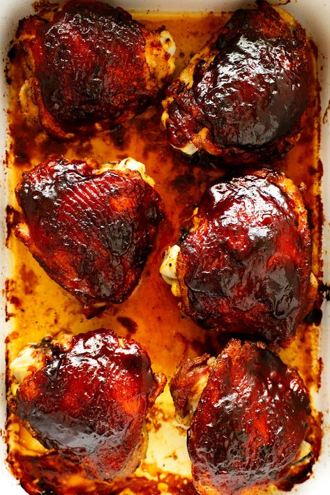 Bbq Chicken Thigh Recipes Oven, Chicken Thigh Barbeque Recipes, Barbecue Chicken Recipes Oven, Boned Chicken Thigh Recipes, Barbecued Chicken Thighs, Baked Bbq Chicken Thighs Bone In, Oven Baked Barbecue Chicken Thighs, Oven Barbecue Chicken Thighs, Barbecue Chicken Thighs In The Oven