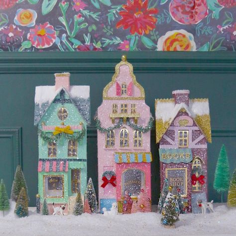 Woodland Christmas Theme, Cody Foster, Diy Christmas Village, Glitter Houses, Putz Houses, Woodland Christmas, Old World Christmas, Halloween Ornaments, Miniature Houses