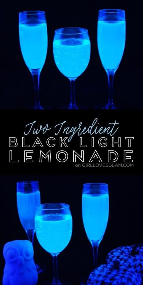 Spooky Black Light Lemonade Recipe - Girl Loves Glam Glow Party Food, Tonic Cocktails, Glow In Dark Party, Neon Birthday Party, Glow Birthday Party, Halloween Fest, Spooky Black, Blacklight Party, Glow Birthday