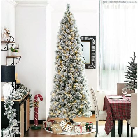 Brighten up the whole winter night with this artificial Christmas tree and add add Christmas cheer to your home. Slim Artificial Christmas Trees, Led Christmas Tree Lights, Faux Christmas Trees, Slim Christmas Tree, Pencil Trees, Fir Christmas Tree, Pine Christmas Tree, Real Tree, Color Changing Lights