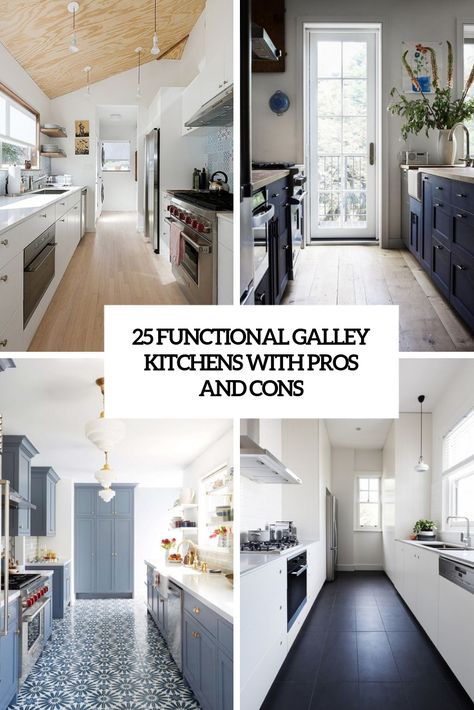 25 Functional Galley Kitchens With Pros And Cons Small Narrow Galley Kitchen, Two Galley Kitchen, Open Gallery Kitchen, Kitchen Layout Ideas Double Galley, Kitchen Design Small Double Galley, Galley Kitchens Remodel, Scandinavian Galley Kitchen Design, Large Galley Kitchen Ideas, Functional Galley Kitchen