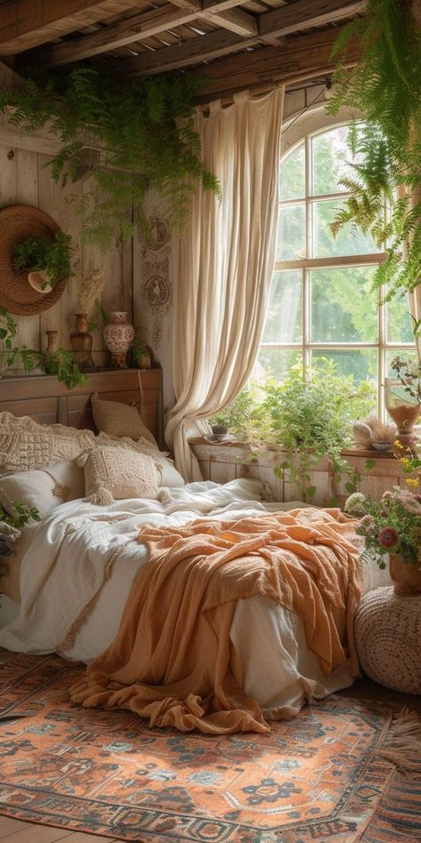 Ideal Aesthetic, Rustic Bedroom Furniture, Boho Style Bedroom, Bohemian Bedroom Decor, Bedroom Wall Decor, Bedroom Decor Ideas, Dreamy Bedrooms, Woodland Theme, Dream Room Inspiration