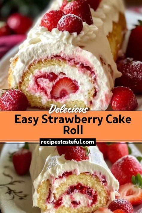 A soft and fluffy dessert filled with a sweet and tangy strawberry filling, perfect for any occasion. Strawberry Cake Filling Recipes Easy, Strawberry Cake Roll, Easy Strawberry Cake, Strawberry Roll Cake, Strawberry Cake Filling, Strawberry Cake Easy, Cake Filling Recipes, Cake Roll Recipes, Berry Cake