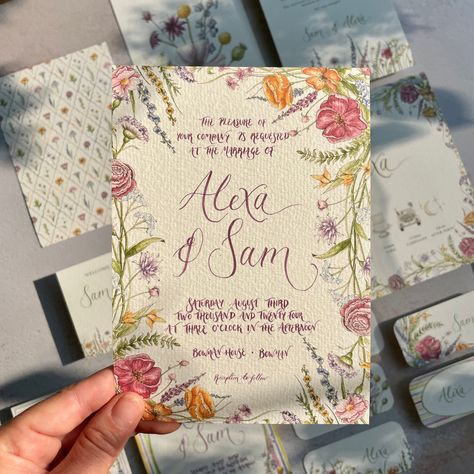 Floral Wedding Invites, Watercolour Wedding Invitations, Addressed Envelopes, Painted Invitations, Painted Wedding Invitation, Watercolour Wedding Stationery, Vow Booklet, Watercolour Wedding, Wedding Theme Inspiration