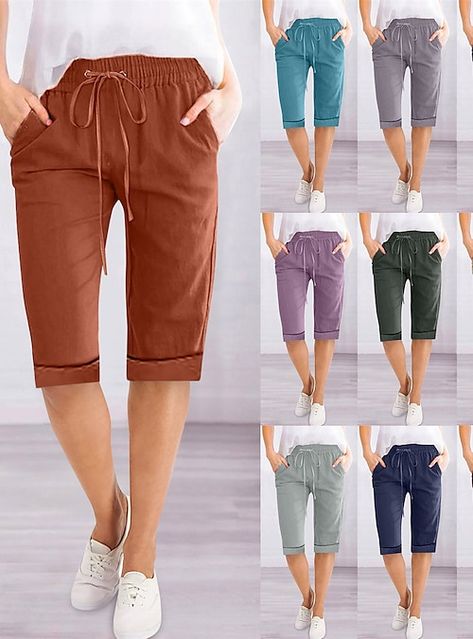 Knee Long Shorts, Summer Items, Knee Pants, Knee Length Shorts, Fashion 2024, Wardrobe Basics, Type Of Pants, Women's Shorts, Long Shorts