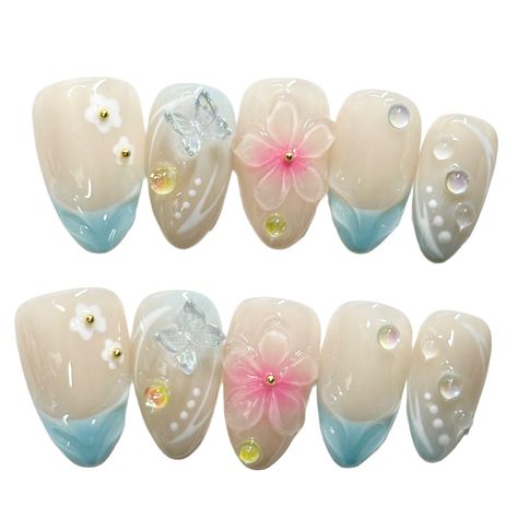 Lilo And Stitch Merchandise, Butterfly Nail Art, Long Nail Designs, Nail Room, Blush Nails, Really Cute Nails, Great Nails, Kawaii Nails, Butterfly Nail