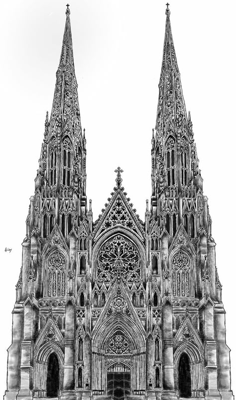 Gothic Architecture Design, Cologne Cathedral Tattoo, Gothic Architecture Drawing Easy, Cologne Cathedral Drawing, Gothic Church Drawing, Gothic Castle Drawing, Gothic Church Tattoo, Crucifix Drawing, Prague Cathedral