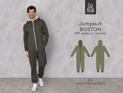 Men's Jumpsuit Sewing Pattern Sizes S, M, L/ 186 cm Height (73,2 in)| Overall for men| Mens onepiece clothing| Coverall for men by FabricoPatterns on Etsy Men's Jumpsuit, Jumpsuit Sewing Pattern, Men Overall, Jumpsuit Sewing, Mens Sewing Patterns, Jumpsuit Pattern Sewing, Stylish Jumpsuit, Boys Pattern, One Piece Clothing