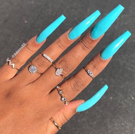 Ballerina bright blue Fab Nails, Teal Nails, Blue Acrylic Nails, Baddie Nails, Nails Tumblr, Long Acrylic Nails Coffin, Exotic Nails, Nail Idea, Best Nail Art Designs