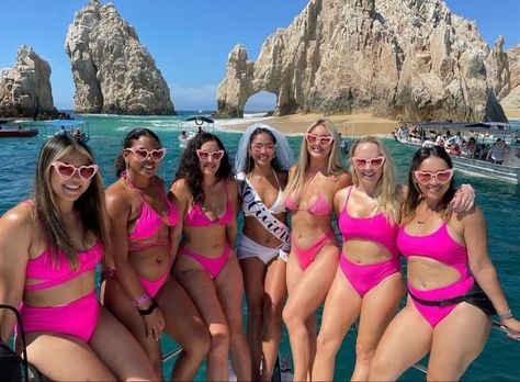 Tulum Party, Cabo Bachelorette, Bachelorette Pool, Bachelorette Party Activities, Barbie Bachelorette, Bachelorette Inspo, Charleston Bachelorette, Pink Bachelorette Party, Pink Bachelorette