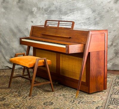 Danish modern styled Baldwin Acrosonic Walnut Cabinets, Upright Piano, Piano Room, Mid Century Danish, Mid Century House, Cozy Space, Mid Century Furniture, Cabinet Design, Danish Modern