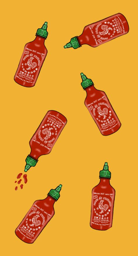 Sriracha Drawing, Sriracha Tattoo, Hot Sauce Wallpaper, Sriracha Bottle, Siracha Sauce, Sauce Ideas, Food Graphics, Sticker Inspo, Shrinky Dink