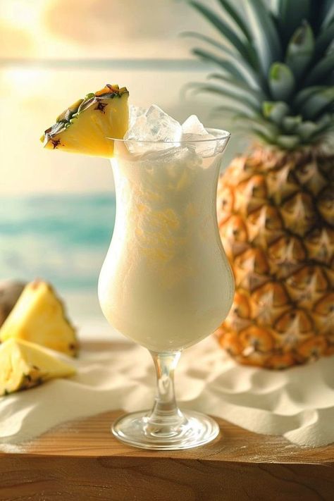 Pinacolada Cocktails Recipe, Piña Colada Aesthetic, Pina Colada Aesthetic, Drink Pina Colada, Beach Party Drinks, Pina Colada Drink, Pineapple Cocktail Recipes, Cocktail Coconut, Pineapple Pictures