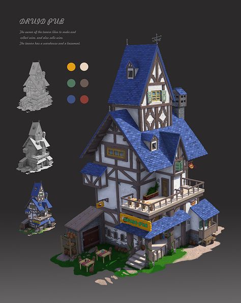 Medieval Wagon, Fantasy House Concept, Blender Architecture, Game Architecture, Tiny Glade, Lego Kingdoms, Game Textures, Monster Hunter Art, Medieval Houses