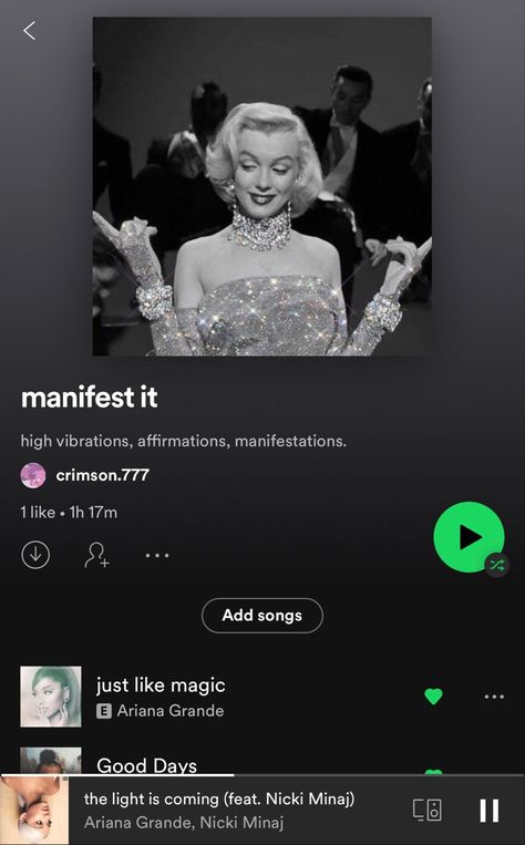 Manifestation Song Playlist, Manifest Playlist, It Girl Playlist, Manifestation Playlist, Manifest Show, Best Spotify Playlists, Indie Music Playlist, Summer Songs Playlist, Playlist Names Ideas