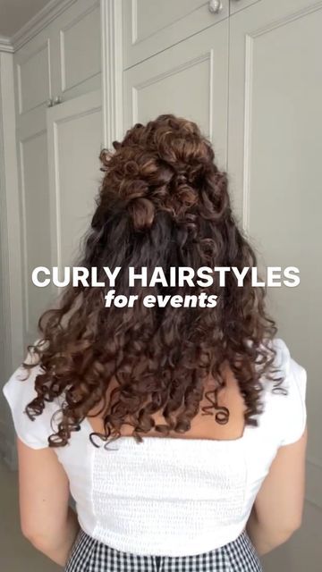 Curly Hairstyles For Events, Hairstyles For Events, Curly Hair Half Up Half Down, Quick Curly Hairstyles, Curly Hair Up, Medium Length Curly Hair, Prom Hairstyle, Guest Hair, Curly Hair Problems