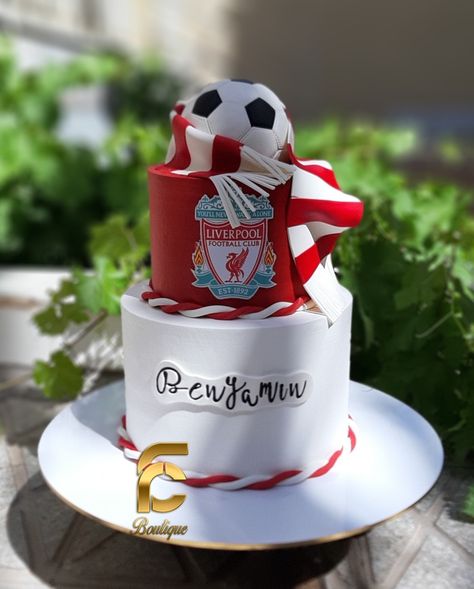 Liverpool Birthday Cake, Football Team Cake, Lfc Cake, Liverpool Fc Cake, Bf Bday, Soccer Cakes, Liverpool Cake, Soccer Birthday Cakes, Football Birthday Cake