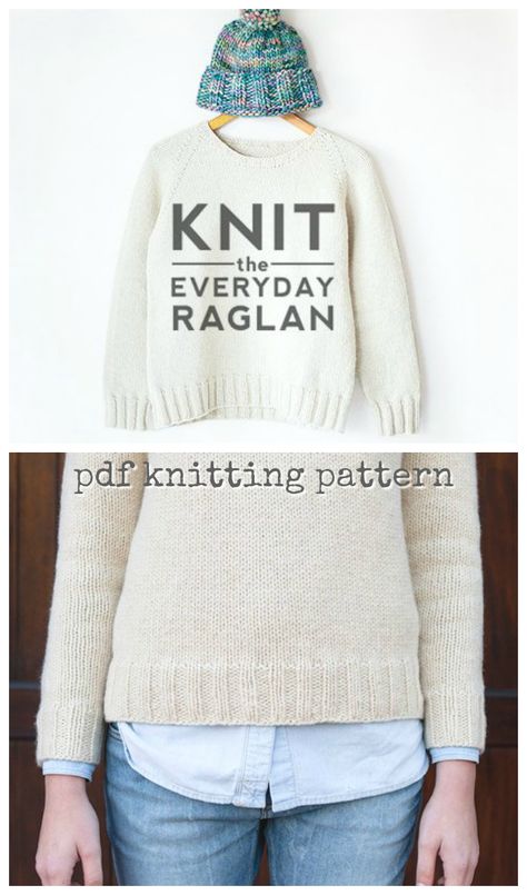 Pullover Knitting Pattern, Skirt Pattern Free, Knitting Patterns Free Sweater, Jumper Knitting Pattern, Pull Crochet, Raglan Pullover, Yarn Knitting, Pullover Outfit, Pdf Knitting Pattern