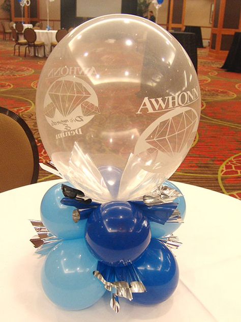 Low Centerpiece Balloons Without Helium, Balloon Decorations Without Helium, Balloon Centerpieces Diy, Balloon Logo, Blue Party Decorations, 16th Birthday Decorations, Balloon Arches, Denim And Diamonds, Birthday Balloon Decorations