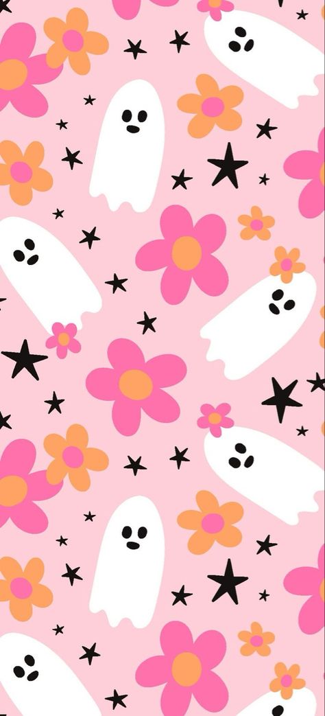 Floral Ghost, Repeat Pattern, Seamless Pattern, Feline, Ghost, Daisy, Clip Art, Halloween, Stars