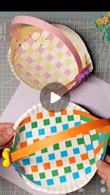 Paper Plate Basket, Aktiviti Kanak-kanak, Basket Crafts, Flower Baskets, Kraf Diy, Aktivitas Montessori, Handmade Paper Crafts, Paper Plate Crafts, Diy Paper Crafts Decoration