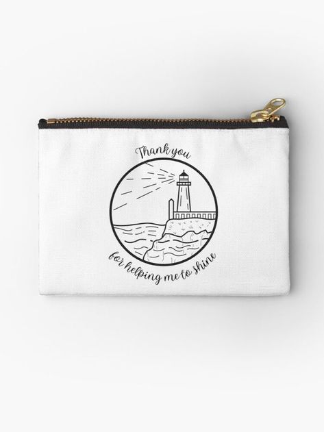 White pouch with a design of a lighthouse, and the words "Thank you for helping me to shine". Teachers Day Card, Words Of Appreciation, Teachers Day Gifts, Farewell Gifts, Show Appreciation, Teacher Appreciation Gift, Career Development, Appreciation Gifts, To Shine