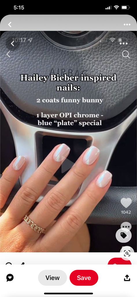 Hailey Bieber Nails Funny Bunny, Funny Bunny Chrome Nails Square, Funny Bunny With Design Nails, Funny Bunny With Chrome Nails, Funny Bunny With Chrome, Funny Bunny Bubble Bath Nails, Funny Bunny Chrome Nails, Chrime Nails, Funny Bunny Nails