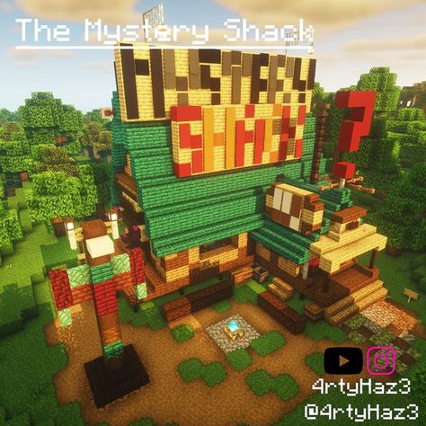 This is my 14th base
A recreation of the Mystery shack from one of my favourite shows, Gravity Falls.. It's not an exact recreation but I tried to be as close as possible and I think it turned out okay. The Mystery Shack, Mystery Shack, Cool Minecraft Creations, Minecraft Plans, Cool Minecraft, Minecraft Buildings, Minecraft Building, Minecraft Creations, Minecraft Mods