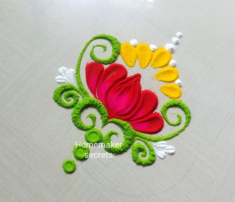 More videos on Homemaker secrets youtube channel Simple Lotus Rangoli Designs, Lotus Border Rangoli, Minimalist Rangoli, Lotus Kolam Rangoli Designs, Easy Lotus Rangoli, Short Rangoli Designs, Lotus Rangoli For Diwali, Small Simple Rangoli Designs, Easy Small Rangoli Designs