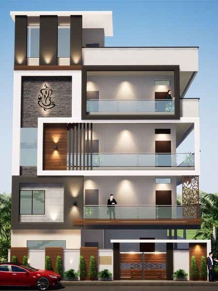 Elevation Design G+4 Elevation Design For 3 Floor House, House Front Design Elevation G+2, Elevation Of 3 Storey Building, 3 Floor House Elevation Design Indian, House Elevation 3 Floors, Home Elevation 2 Floor, G+2 Building Front Elevation, Outer Look Of Indian House, 2 Floor Front Elevation Designs