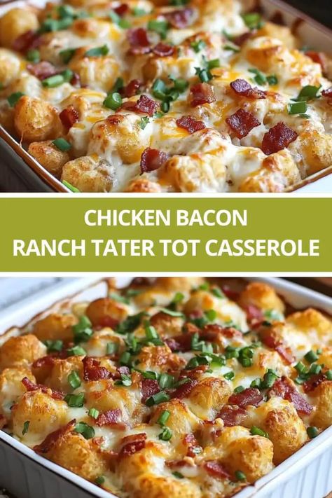 Chicken Bacon Ranch Tater Tot Casserole Tate Tot Casserole, Tartar Tot Casserole, Touchdown Casserole, Casseroles For A Crowd, Bacon Ranch Tater Tot Casserole, Ranch Tater Tot Casserole, Affordable Dinner Recipes, Today Recipes, Cooking Master