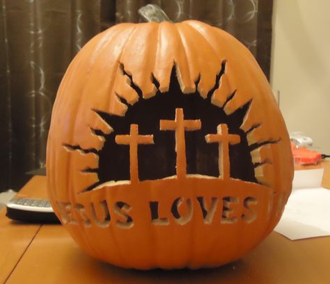 Snips-N-Snails: Jesus Loves You Jack-O-Lantern Pumpkins Stencils, Christian Pumpkin Carving, Jesus Pumpkin, Fish Pumpkin, Pumpkin Carving Templates Free, Christian Pumpkin, Pumpkins Crafts, Lantern Pumpkins, Tall Pumpkin