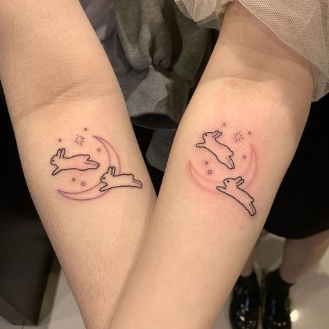 Kawaii Bunny Tattoo, Two Bunnies Tattoo, Cute Bunny Tattoo, Kawaii Tattoo Ideas, Bunny Tattoo Ideas, Kawaii Tattoos, Bunny Tattoo, Bunny Tattoos, Rabbit Tattoos