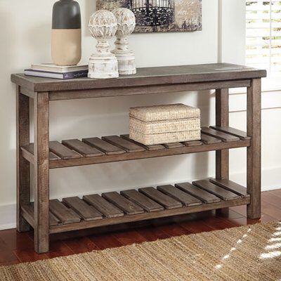 Eric Console Table Slatted Shelves, Rustic Sofa, Pallet Shelves, Plywood Furniture, Solid Wood Table, Console And Sofa Tables, Farmhouse Furniture, Repurposed Furniture, Ashley Furniture