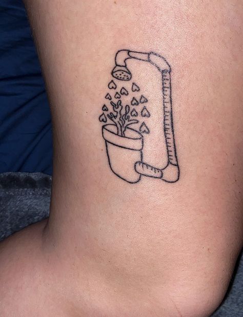 Plant Watering Itself Tattoo, Watering Plants Tattoo, Watering Plant Tattoo, Plants Tattoo, Self Love Tattoo, Watering Plants, Plant Watering, Plant Tattoo, Love Tattoo