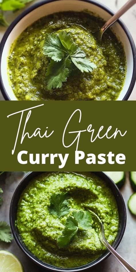 Make your own Thai Green Curry Paste at home with this easy, flavorful recipe! 🌿🌶️ Packed with fresh herbs, green chilies, and fragrant spices, this paste is perfect for creating authentic Thai curries. Elevate your cooking with bold flavors and spice!

📌 Pin this recipe to make fresh and flavorful Thai green curry paste for your next Thai-inspired meal!
#ThaiGreenCurry #CurryPaste #ThaiCuisine #BoldFlavors #EasyCooking #HomemadeCurry Thai Green Curry Paste Recipe, Green Curry Recipes Thai, Thai Curry Recipes Vegetarian, Thai Green Curry Soup, Green Curry Paste Recipe, Easy Thai Green Curry, Thai Green Curry Recipe, Green Thai Curry, Curry Paste Recipe