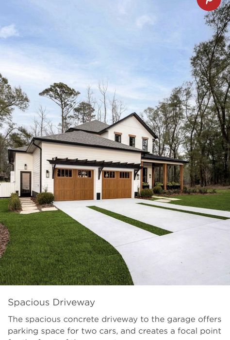 Front Garage Curb Appeal, Florida Farmhouse Exterior, Home Exterior 2023, Front Entrance Addition, Garage In Front Of House, Modern Country Home Exterior, Front Yard Pergola, Hgtv Smart Home 2022, Coastal Farmhouse Exterior